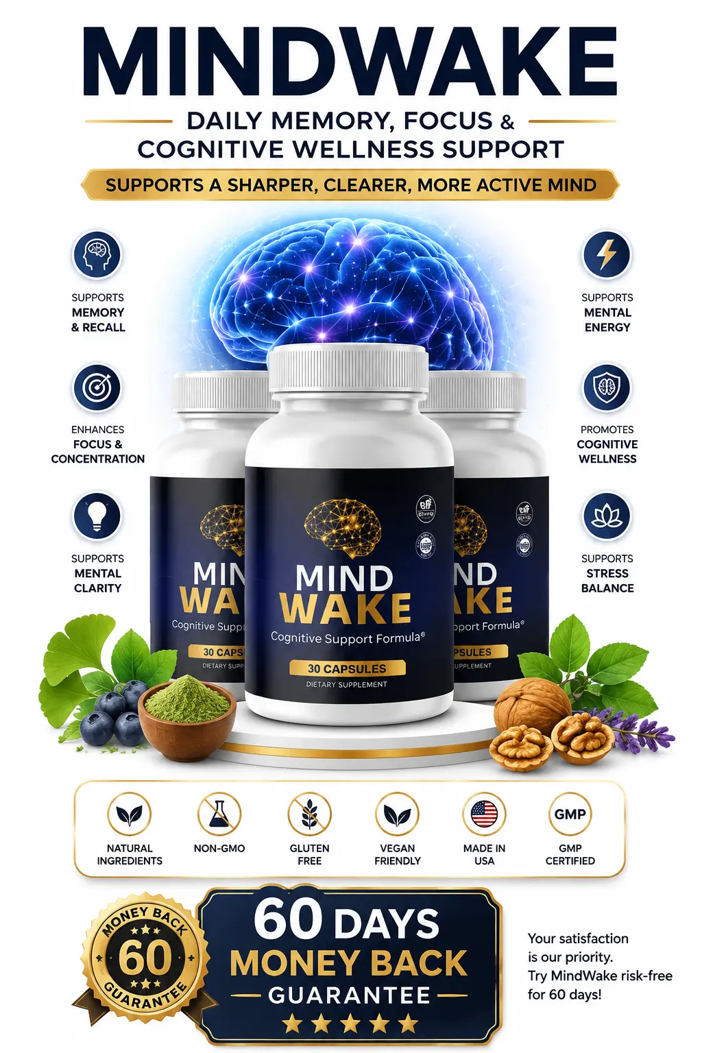MindWake Daily Cognitive Wellness Supplement
